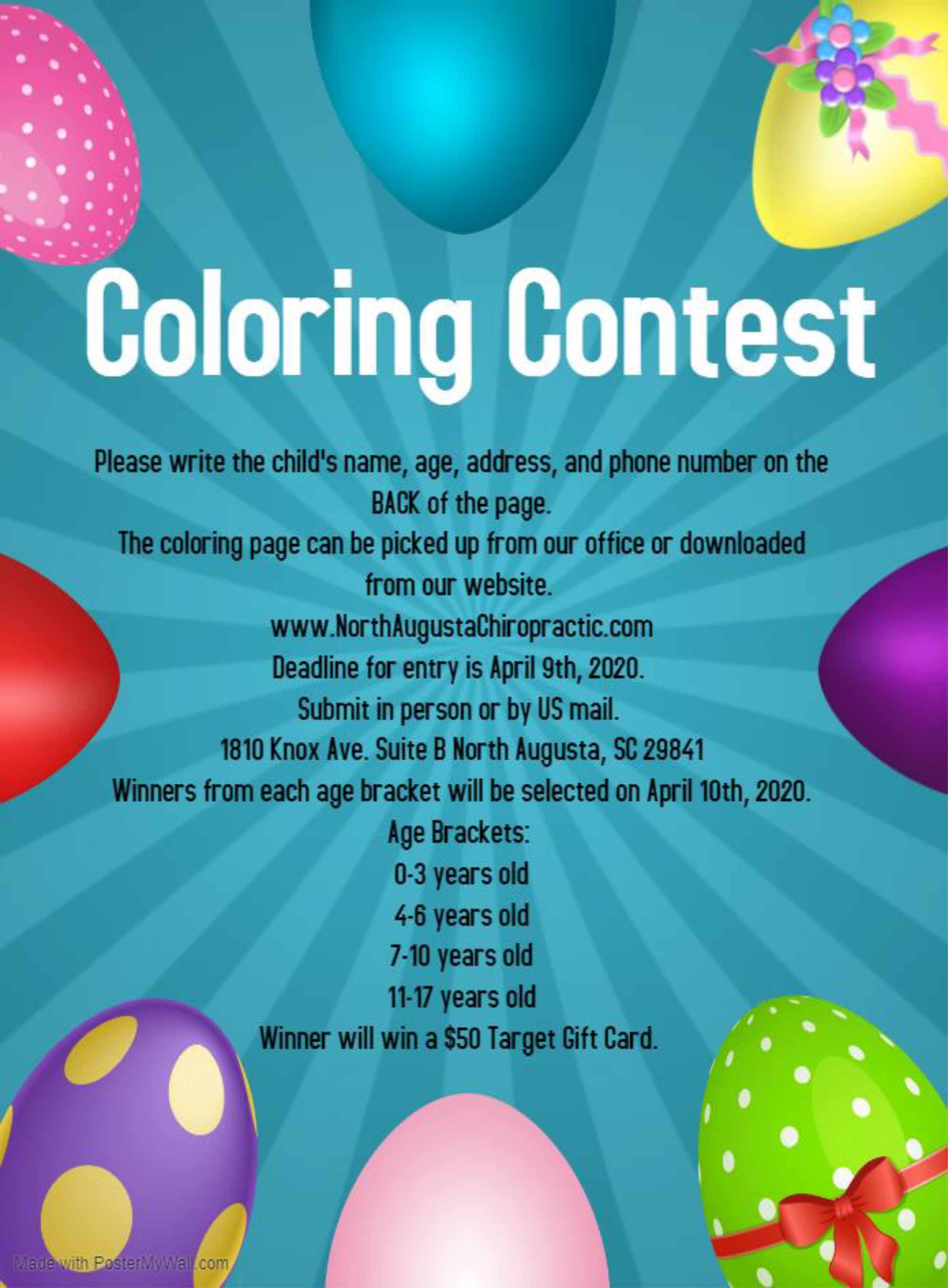 north augusta chiropractic Coloring Contest Flyer march 2020 north augusta chiropractic Coloring Contest Flyer march 2020